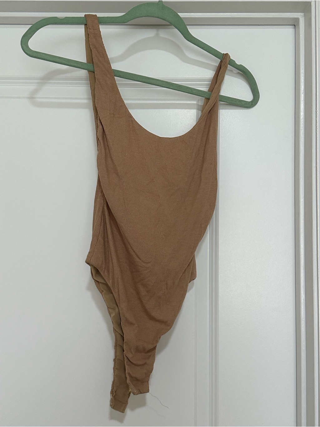 Princess Polly Camel Ribbed Snap-Button Bodysuit